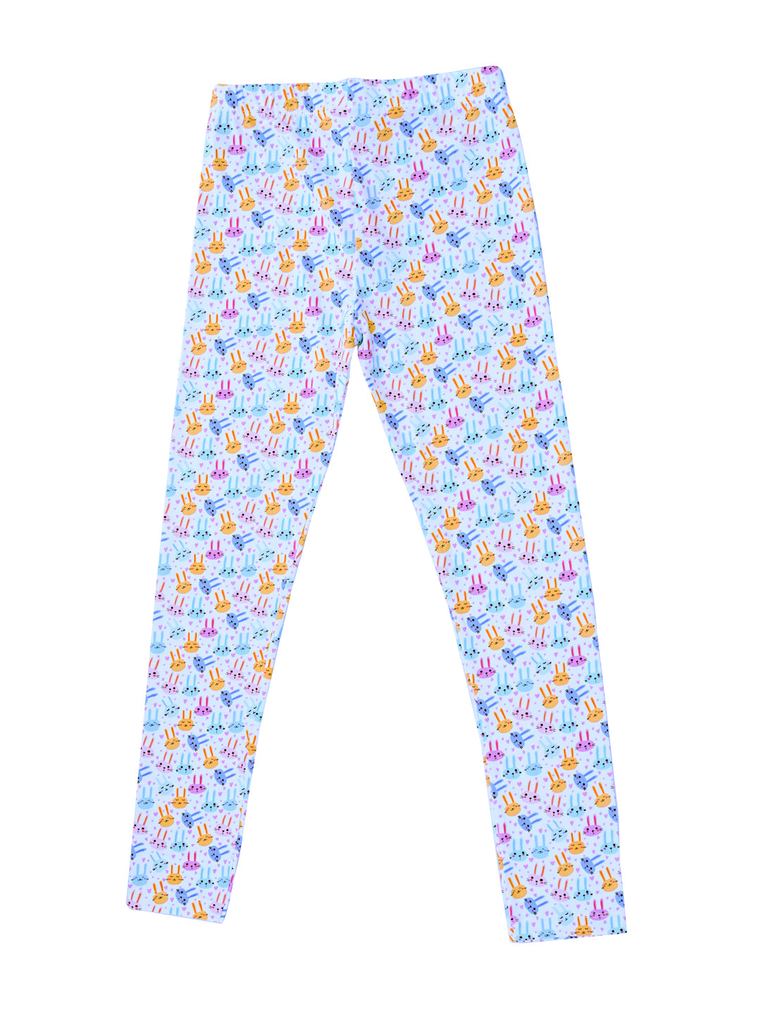 YAKSHI Heavy 220 GSM Pure Cotton Kids Legging | Multi-Color Rabbit Printed Stretch Pants for Girls | Regular Everyday Use