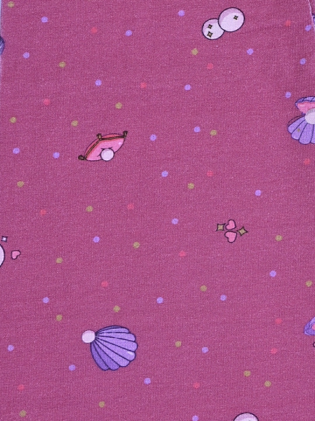 YAKSHI Heavy 220 GSM Pure Cotton Kids Legging | Magenta Seashells Print Soft, Durable | Stretchy Pants for Girls | Ideal for Regular Long Use