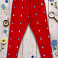 YAKSHI Heavy 220 GSM Pure Cotton Kids Legging | Red Snowman Print Soft, Durable | Stretchy Pants for Girls | Ideal for Regular Long Use