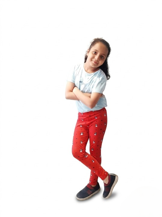 YAKSHI Heavy 220 GSM Pure Cotton Kids Legging | Red Snowman Print Soft, Durable | Stretchy Pants for Girls | Ideal for Regular Long Use