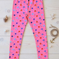 YAKSHI Salmon Pink Starfish Print Kids Legging | Heavy 220 GSM Pure Cotton Long-Lasting | Stretchable Bottom Wear for Girls