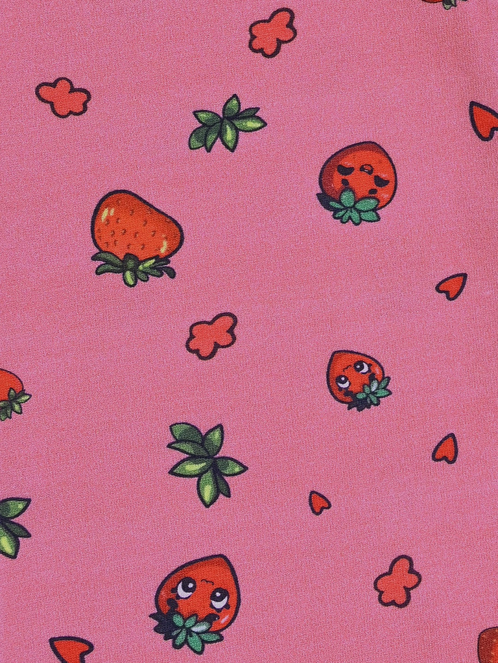 YAKSHI Premium Kids Legging | Mauve Pink Strawberries Print Heavy 220 GSM Pure Cotton Comfortable | Long-Use Wear
