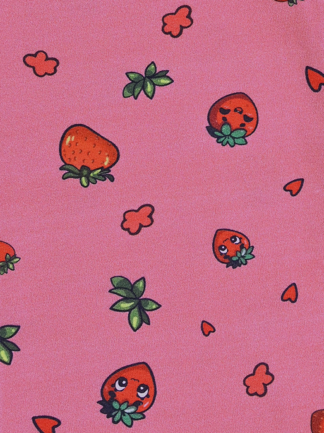 YAKSHI Premium Kids Legging | Mauve Pink Strawberries Print Heavy 220 GSM Pure Cotton Comfortable | Long-Use Wear