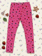 YAKSHI Premium Kids Legging | Mauve Pink Strawberries Print Heavy 220 GSM Pure Cotton Comfortable | Long-Use Wear