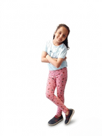 YAKSHI Premium Kids Legging | Mauve Pink Strawberries Print Heavy 220 GSM Pure Cotton Comfortable | Long-Use Wear