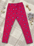 YAKSHI Pink Unicorn Print Kids Legging | Heavy 220 GSM Pure Cotton Long-Lasting | Stretchable Bottom Wear for Girls