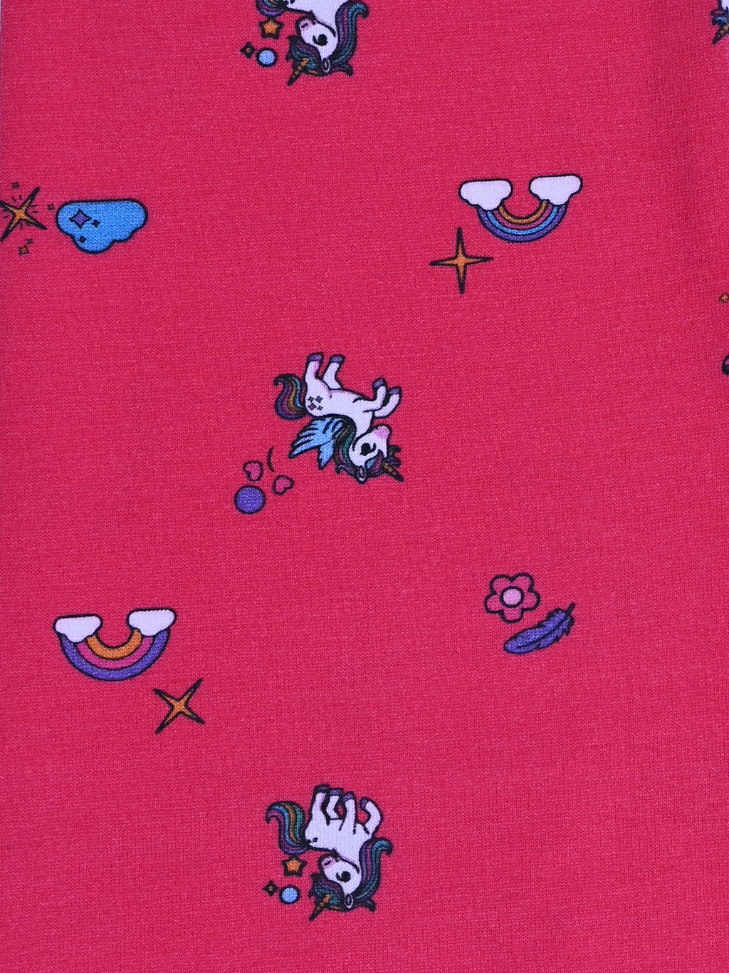YAKSHI Pink Unicorn Print Kids Legging | Heavy 220 GSM Pure Cotton Long-Lasting | Stretchable Bottom Wear for Girls