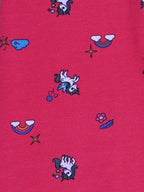 YAKSHI Pink Unicorn Print Kids Legging | Heavy 220 GSM Pure Cotton Long-Lasting | Stretchable Bottom Wear for Girls